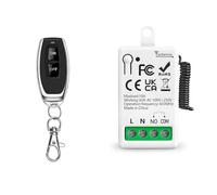 Tedeligo 433Mhz Commutateur De Télécommande sans Fil AC 220V 230V 1 Canal Module Récepteur De Relais avec 1 Émetteur, Contrôleur De Contact Sec Passif,pour système de Porte de Garage Éclairage