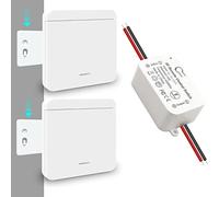 Tedeligo Kit interrupteur sans fil, émetteur radio RF 433 MHz interrupteur mural récepteur sans fil AC 220 V 230 V jusqu'à 100 mètres télécommande pour lumières (2 interrupteurs 1 récepteur)