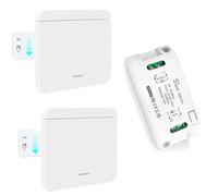 Tedeligo Kit Interrupteur Sans Fil, interrupteur émetteur radio 433 MHz plage de contrôle de 100 mètres pour l'éclairage interrupteur de télécommande mobile récepteur 2200W(2interrupteurs 1récepteur)