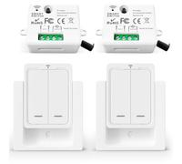 Tedeligo Kit Interrupteur Sans Fil Va Et Vient Mini Émetteur Radio Sans Fil 433 MHz Interupteur Sans Fil 150M Plage De Contrôle 2200W Commutateur Sans Fil Mobile (2 Interrupteur 2 Récepteur)