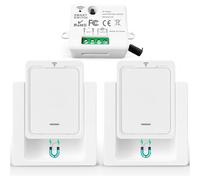 Tedeligo Kit Interrupteur Sans Fil Va Et Vient Mini Émetteur Radio Sans Fil 433 MHz Interupteur Sans Fil 150M Plage De Contrôle 2200W Commutateur Sans Fil Mobile (2 Interrupteur 1 Récepteur)