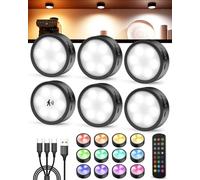 Tedmos Lampe Detecteur de Mouvement Interieur, Spot LED Rechargeable 2400Mah RGB Sans Fil Magnétique, Veilleuse LED Eclairage Cuisine Sous Meuble pour Escalier Placard Armoire Vitrine Chambre Couloir