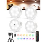 Tedmos Spot LED Rechargeable RGB Cuisine Sous Meuble, 2400Mah Lampe LED Sans Fil Magnétique avec Detecteur de Mouvement Interieur, Veilleuse Eclairage Placard Armoire Vitrine Escalier Chambre Couloir