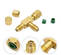 Tee Adaptateur 1/4" SAE Flare T-Piece en laiton massif avec noyau de valve et joint pour vide pour pompe collecteur Kit d'outils HVAC pour étendre les appareils de mesure dans la plage froide 1 pièce