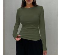 Tee-shirt ajusté à manches longues, doublé thermique, couleur unie simple, pour le travail et le quotidien, automne/hiver L,M,S,XL,XS,XXLBlocs de couleurÉtoffe