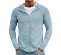 Tee Shirt Anti UV, Travail Haut Pas Cher Slim Fit Manche Longue Été Personnalisé Rafraichissant Transpirant Tshirt Homme, Randonnée Respirant Outdoor avec Capuche Marque Anti UV Homme, L