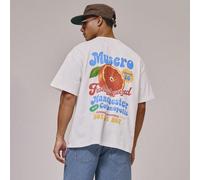 Tee-shirt d'été à col rond à manches courtes avec imprimé graphique surdimensionné, orange vif, indispensable pour les vacances de printemps et d'été L,M,S,XL,XXLGéométrique,LettresCoton