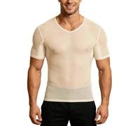 Tee-shirt sous-vêtement homme col V manches courtes/t-shirt mousse glace ajusté corps moulant respirant/tenue intérieure anti-transpirant travail bureau sport quotidien estival