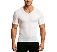 Tee-shirt sous-vêtement homme col V manches courtes/t-shirt mousse glace ajusté corps moulant respirant/tenue intérieure anti-transpirant travail bureau sport quotidien estival
