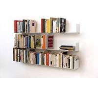 TEEbooks - 6 Étagères Murales Livre 60 cm | Design Invisible & Minimaliste | Bibliothèque Murale | Made in Italy | Couleur Blanc | Acier de Qualité | Fixation Murale Facile