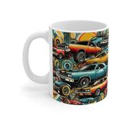 Teecustom Mug Céramique 325 ml - Voitures de Collection Vintage & Muscle Cars - Tasse Café Thé - Design Rétro Coloré - Compatible Lave-Vaisselle & Micro-Ondes