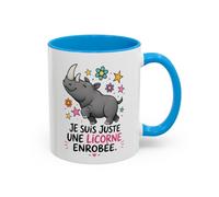 Teecustom Mug Femme Humoristique - Tasse Rhinocéros Licorne - Idée Cadeau Originale Anniversaire Amie Collègue - 325 ml Noir Bleu Rouge