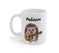 Teecustom Mug Hérisson Guitare 325ml - Tasse en Céramique avec Hérisson mignon jouant de la guitare - Cadeau Original Personnalisable