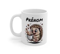Teecustom Mug Hérisson Personnalisé - Tasse Café Mignonne et Énergique avec Prénom - Cadeau Original