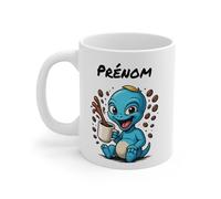 Teecustom Mug Hérisson Personnalisé - Tasse Café Mignonne et Énergique avec Prénom - Cadeau Original (Alien bleu)