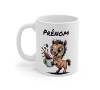Teecustom Mug Hérisson Personnalisé - Tasse Café Mignonne et Énergique avec Prénom - Cadeau Original (Cheval)