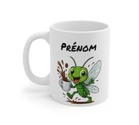 Teecustom Mug Hérisson Personnalisé - Tasse Café Mignonne et Énergique avec Prénom - Cadeau Original (Cigale)