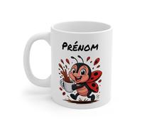 Teecustom Mug Hérisson Personnalisé - Tasse Café Mignonne et Énergique avec Prénom - Cadeau Original (Coccinelle)