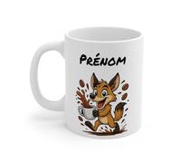 Teecustom Mug Hérisson Personnalisé - Tasse Café Mignonne et Énergique avec Prénom - Cadeau Original (Coyote)