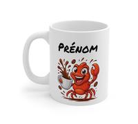 Teecustom Mug Hérisson Personnalisé - Tasse Café Mignonne et Énergique avec Prénom - Cadeau Original (Crabe)