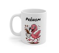 Teecustom Mug Hérisson Personnalisé - Tasse Café Mignonne et Énergique avec Prénom - Cadeau Original (Flamant rose)