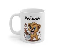 Teecustom Mug Hérisson Personnalisé - Tasse Café Mignonne et Énergique avec Prénom - Cadeau Original (Lionceau)