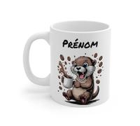 Teecustom Mug Hérisson Personnalisé - Tasse Café Mignonne et Énergique avec Prénom - Cadeau Original (Loutre)