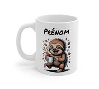 Teecustom Mug Hérisson Personnalisé - Tasse Café Mignonne et Énergique avec Prénom - Cadeau Original (Paresseux)