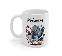 Teecustom Mug Hérisson Personnalisé - Tasse Café Mignonne et Énergique avec Prénom - Cadeau Original (Pigeon)