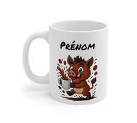 Teecustom Mug Hérisson Personnalisé - Tasse Café Mignonne et Énergique avec Prénom - Cadeau Original (Sanglier)