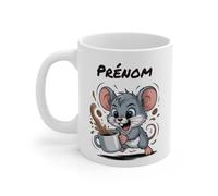 Teecustom Mug Hérisson Personnalisé - Tasse Café Mignonne et Énergique avec Prénom - Cadeau Original (Souris)