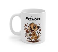 Teecustom Mug Hérisson Personnalisé - Tasse Café Mignonne et Énergique avec Prénom - Cadeau Original (Suricate)