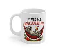 Teecustom Mug Humour Homme et Femme - Lémurien Hamac Vacances Détente Farniente - Cadeau Original Drôle pour Amateur de Relaxation 325 ml