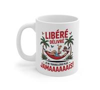 Teecustom Mug Humour Homme Vacances - Tasse Céramique 325ml Hamac Cocktail - Cadeau Retraite Été Farniente