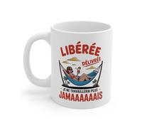 Teecustom Mug Humour Vacances - Tasse Céramique 325ml Femme Hamac Cocktail - Cadeau Départ Retraite Été
