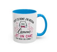 Teecustom Tasse Chat Homme et Femme - Tout ce dont j'ai besoin c'est d'Amour et un Chat - Mug Humour Félin - Cadeau Original pour Amoureux des Chats - 325 ml