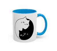 Teecustom Tasse Chat Homme et Femme - Yin Yang Chats Endormis - Mug Minimaliste Noir et Blanc - Cadeau Original pour Amoureux des Chats - 325 ml