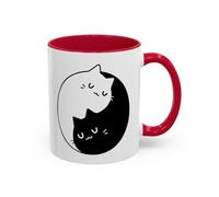 Teecustom Tasse Chat Homme et Femme - Yin Yang Chats Endormis - Mug Minimaliste Noir et Blanc - Cadeau Original pour Amoureux des Chats - 325 ml