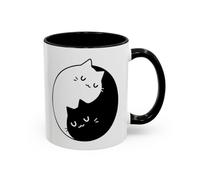 Teecustom Tasse Chat Homme et Femme - Yin Yang Chats Endormis - Mug Minimaliste Noir et Blanc - Cadeau Original pour Amoureux des Chats - 325 ml
