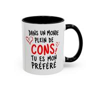 Teecustom Tasse Dans Un Monde Plein de Cons Tu Es Mon Préféré - Mug Humour Couple - Cadeau Homme Femme 325ml