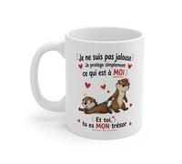 Teecustom Tasse Je Ne Suis Pas Jalouse - Mug Couple Loutre Humour Amour - Cadeau Romantique 325ml
