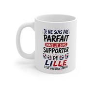 Teecustom Tasse Je Ne Suis Pas Parfait Mais Je Suis Supporter De Lille - Mug Humour Football - Cadeau Passionné de Football 325ml