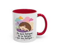 Teecustom Tasse Je Suis Fatigué de la Fatigue - Mug Humour Hérisson Fatigué - Cadeau Homme Femme 325ml Noir Bleu Rouge