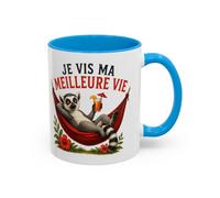 Teecustom Tasse Lémurien Homme et Femme - Mug Animal Tropical Hamac Vacances Détente - Cadeau Original Amusant 325 ml