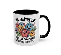 Teecustom Tasse Maîtresse “Elle est dompteuse de petits monstres” - Mug Cadeau Maîtresse Drôle École - Cadeau