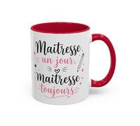 Teecustom Tasse Maîtresse Un Jour Maîtresse Toujours - Mug Remerciement Enseignante École Primaire - Cadeau Fin d’Année 325ml Noir Bleu Rouge