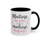 Teecustom Tasse Maîtresse Un Jour Maîtresse Toujours - Mug Remerciement Enseignante École Primaire - Cadeau Fin d’Année 325ml Noir Bleu Rouge