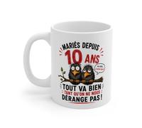Teecustom Tasse Mariés Depuis 10 Ans - Mug Humour Anniversaire de Mariage 10 Ans Homme Femme - Cadeau Noces d'Étain 325 ml
