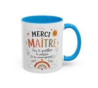 Teecustom Tasse Merci Maître - Mug Remerciement École Primaire - Cadeau Fin d’Année Enseignant Homme 325ml Noir Bleu Rouge