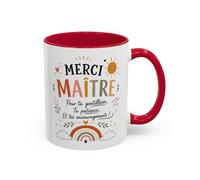 Teecustom Tasse Merci Maître - Mug Remerciement École Primaire - Cadeau Fin d’Année Enseignant Homme 325ml Noir Bleu Rouge